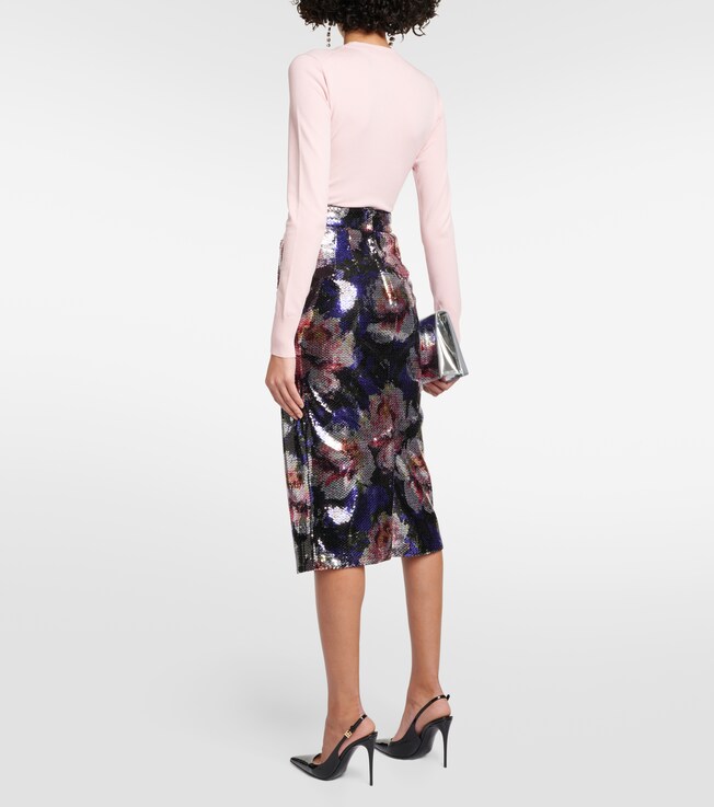 Dolce&Gabbana Dolce & Gabbana Sequined floral midi skirt