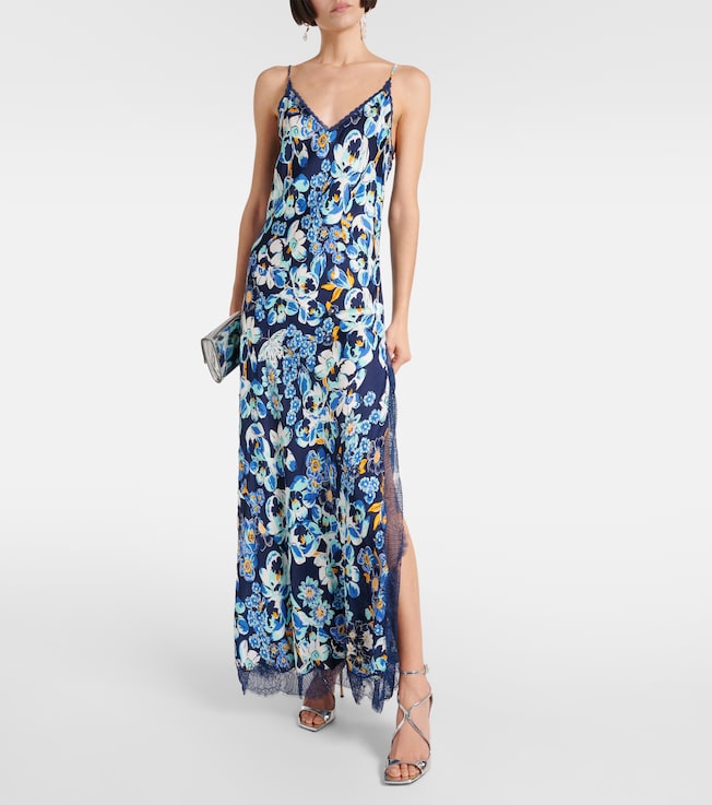 Poupette St Barth Floral lace-trimmed slip dress