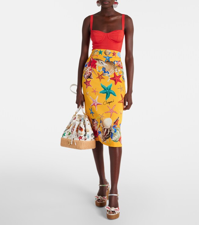 Dolce&Gabbana Capri printed silk-blend midi skirt