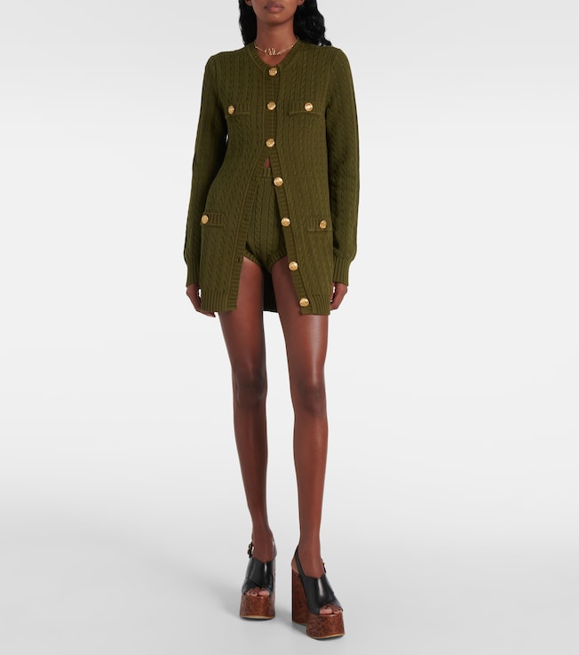 Chloé Cable-knit cotton-blend shorts