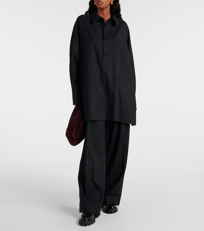 Plan C Pinstripe wool-blend shirt