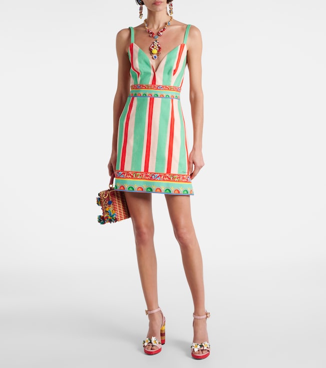 Dolce&Gabbana Taormina striped cotton-blend minidress