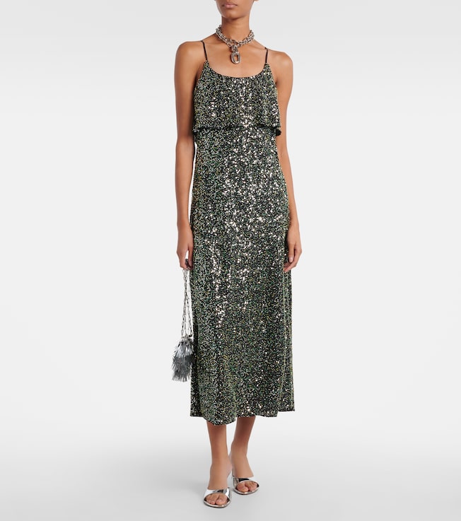 Rabanne Embellished crêpe slip dress