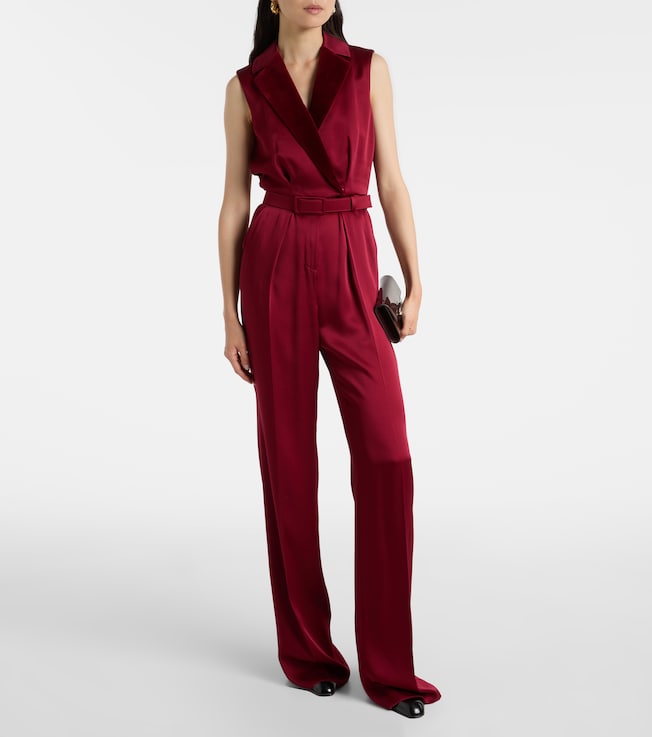 Max Mara Scalata velvet-trimmed satin jumpsuit