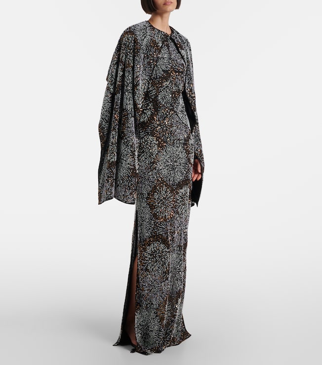 Rabanne Embellished caped gown