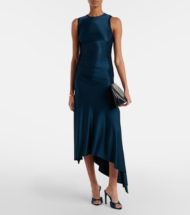 Victoria Beckham Ruched asymmetric jersey midi dress