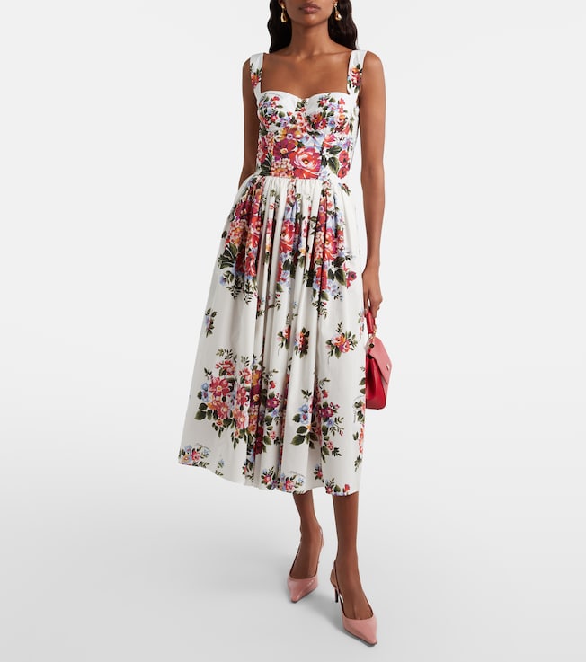 Dolce&Gabbana Floral cotton bustier dress