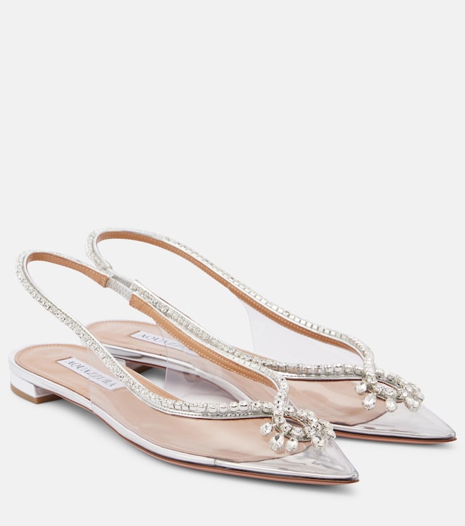 AQUAZZURA Seduction crystal-embellished PVC slingback flats