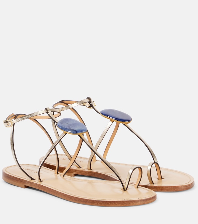 AMANU Cairo embellished metallic leather sandals