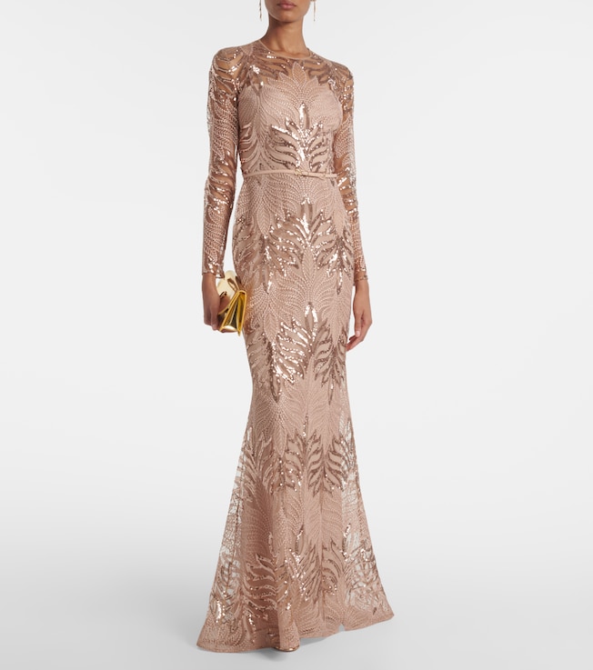 Elie Saab Embroidered sequined tulle gown