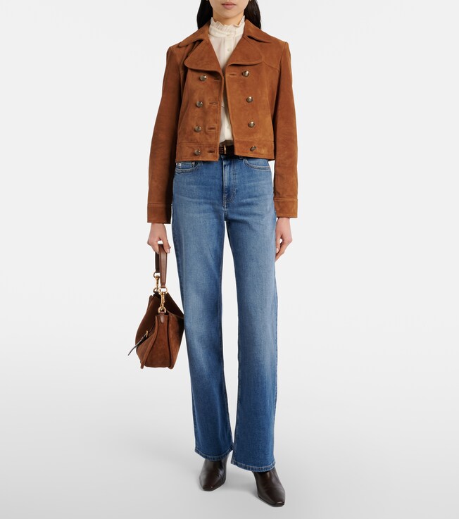 Nili Lotan Cassidy cropped suede jacket