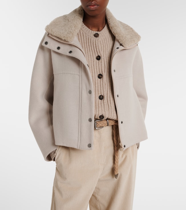 Brunello Cucinelli Shearling-trimmed wool and cashmere jacket