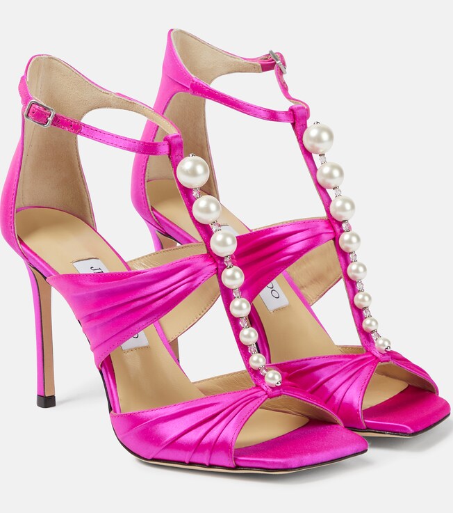 JIMMY CHOO Aura caged satin sandals