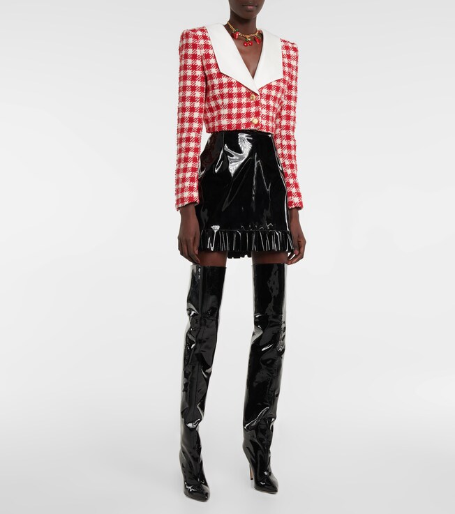 Alessandra Rich Checked wool-blend bouclé jacket