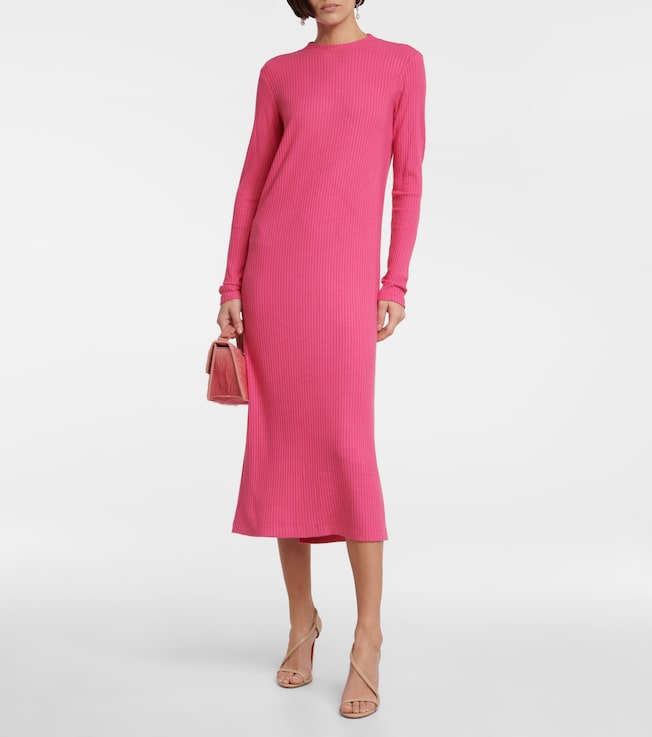 Velvet Ember ribbed-knit midi dress
