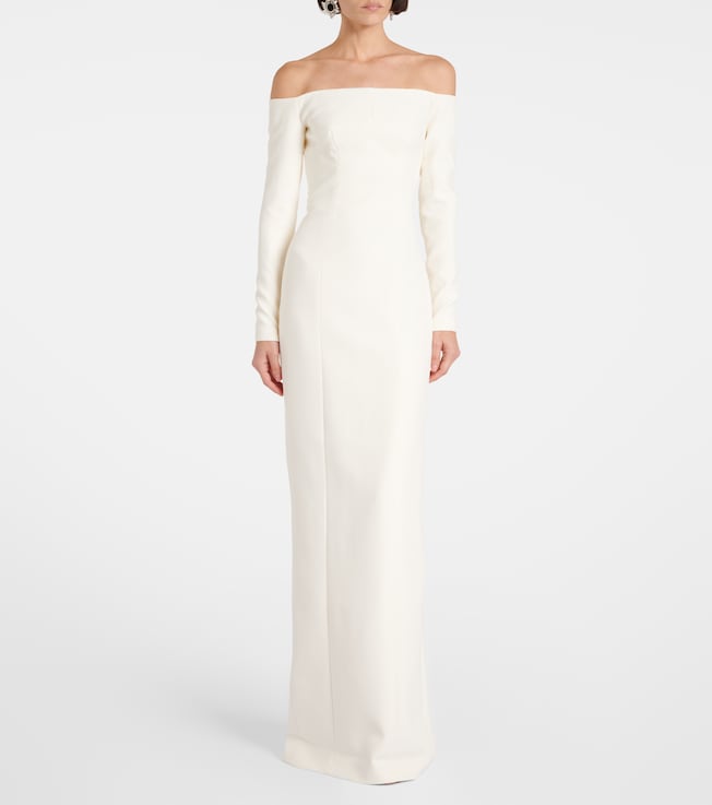 Safiyaa Bridal off-shoulder crêpe gown
