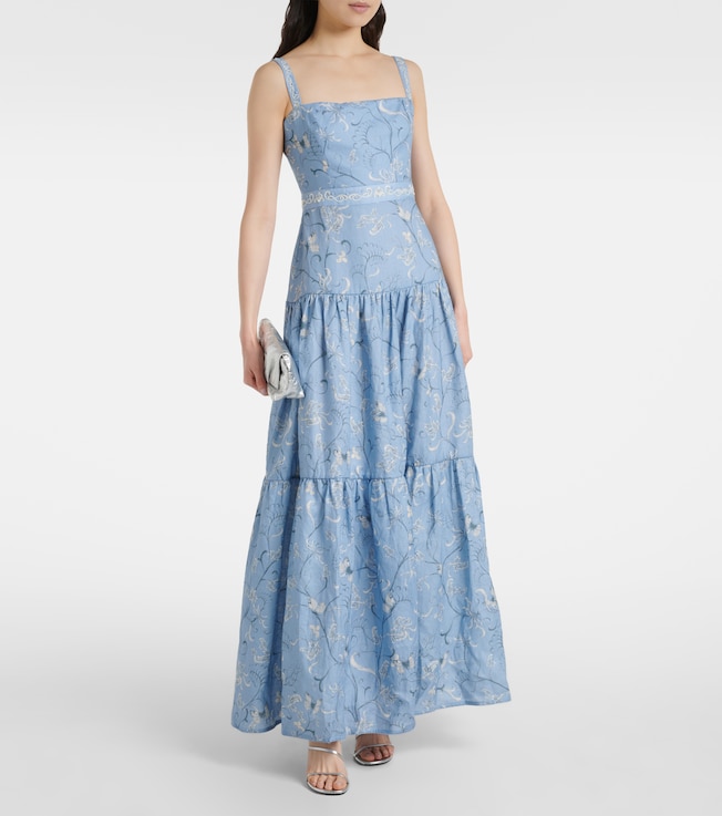 Agua by Agua Bendita Lima Lymanopoda appliqué cotton maxi dress