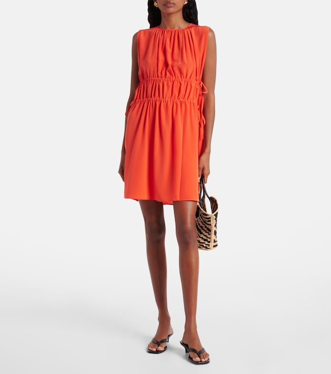 Asceno Como ruched silk crêpe minidress