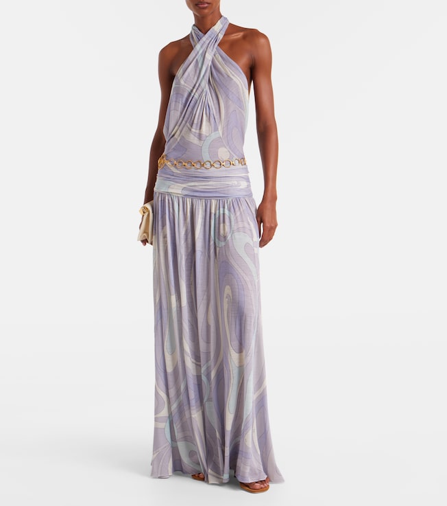Pucci Iride gathered wool-blend gown