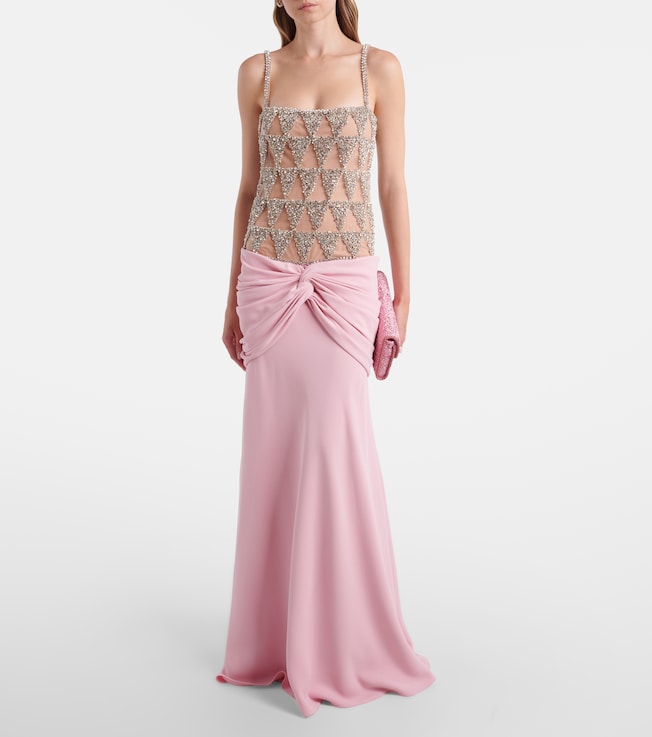 Costarellos Embellished draped gown
