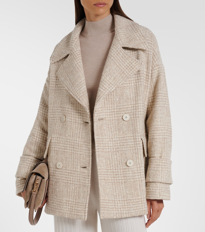 Eleventy Checked wool and alpaca-blend jacket
