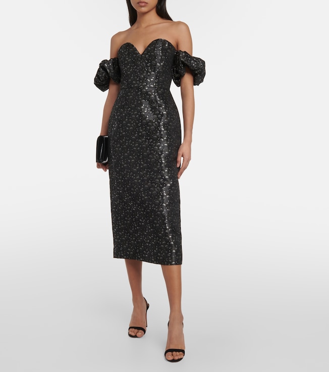 Markarian Adelaide metallic brocade midi dress