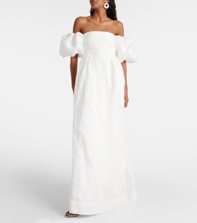 Rebecca Vallance Matchmaker puff-sleeve off-shoulder gown