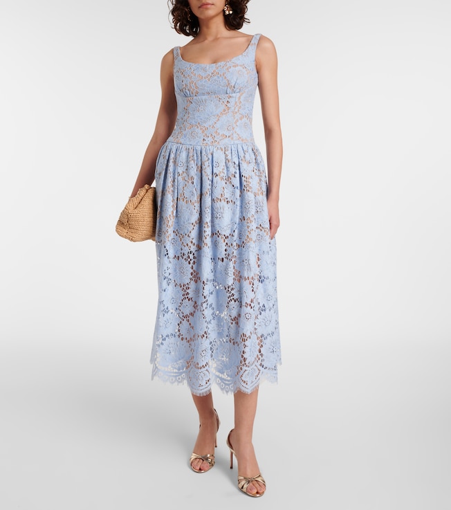 self-portrait Gathered lace midi dress