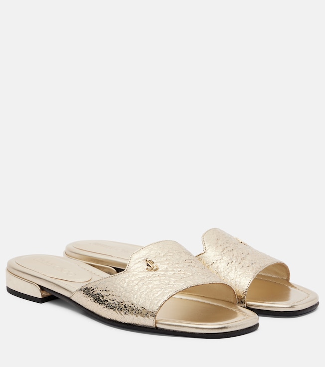 JIMMY CHOO - Rali leather and raffia mules | Plush