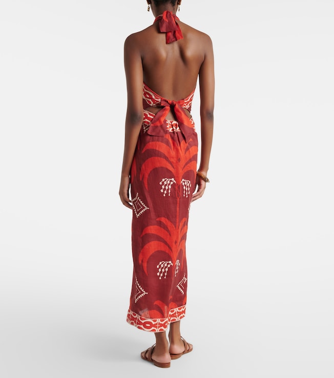 Johanna Ortiz Johanna Ortiz Printed open-back linen midi dress