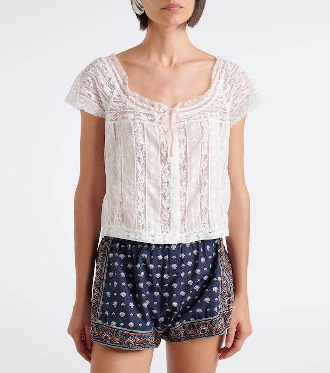 Dôen Greta embroidered lace cotton top