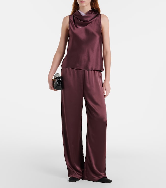 LESET Barb satin wide-leg pants