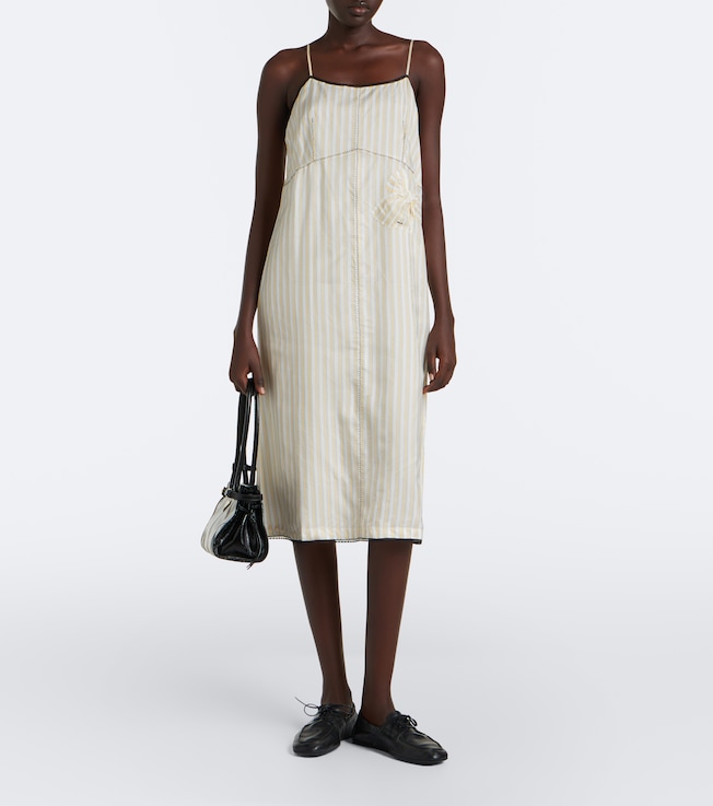 Prada Bow-detail striped midi dress