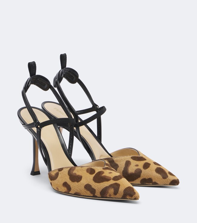 Fendi Colibrì leopard-print calf hair slingback pumps