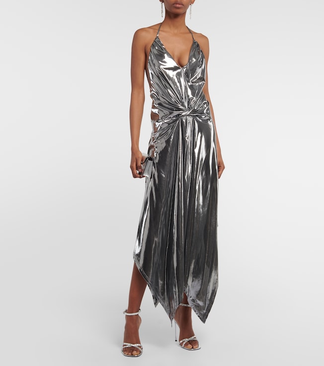 Alexandre Vauthier Halterneck metallic midi dress