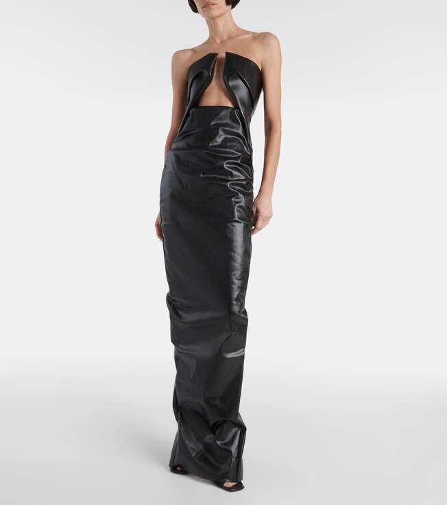 Rick Owens Prong cutout coated denim gown