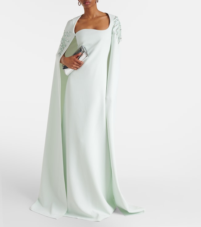 Safiyaa Mattia embellished caped crêpe gown