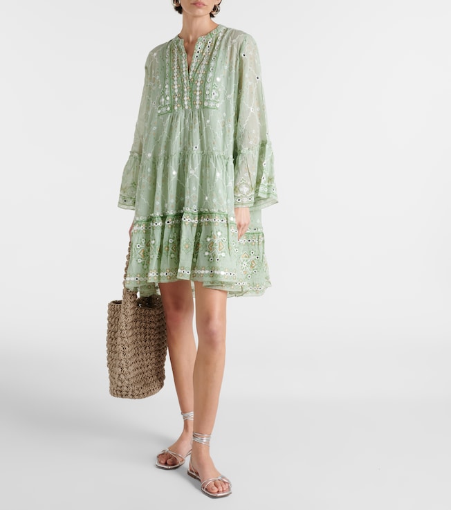Juliet Dunn Embroidered cotton minidress