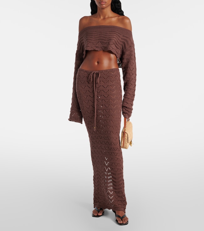 Bananhot Helena cotton-blend crochet maxi skirt