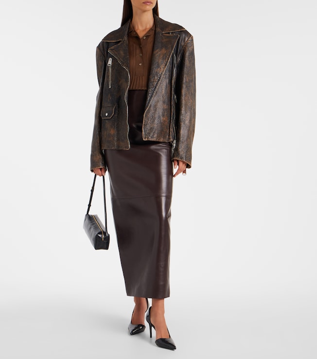 KHAITE Loxley leather maxi skirt