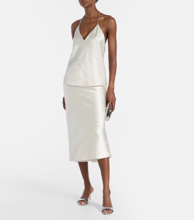 Sportmax Ruta pleated satin pencil skirt