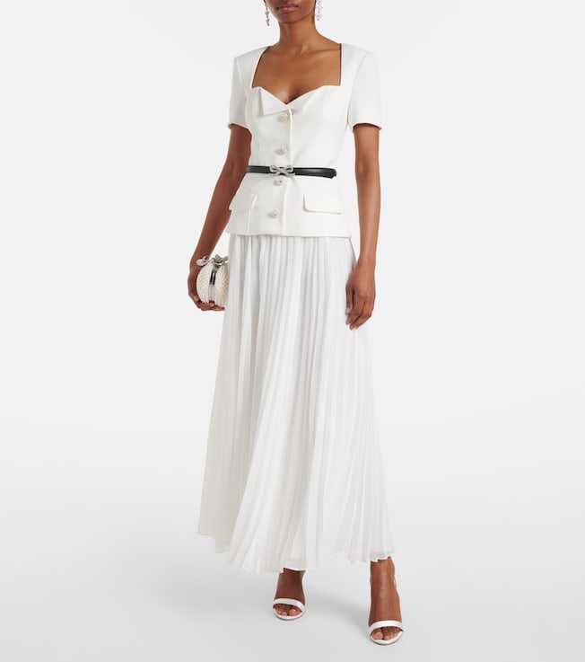 self-portrait Belted plissé crêpe maxi dress