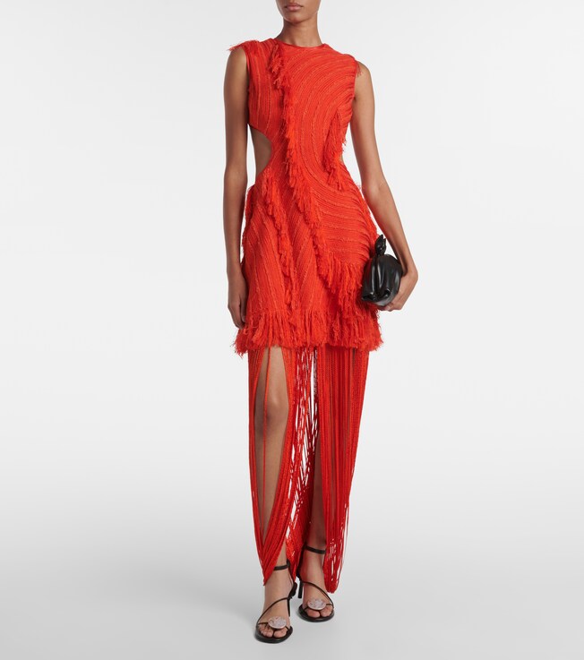 Xu Zhi Fringed open-back maxi dress