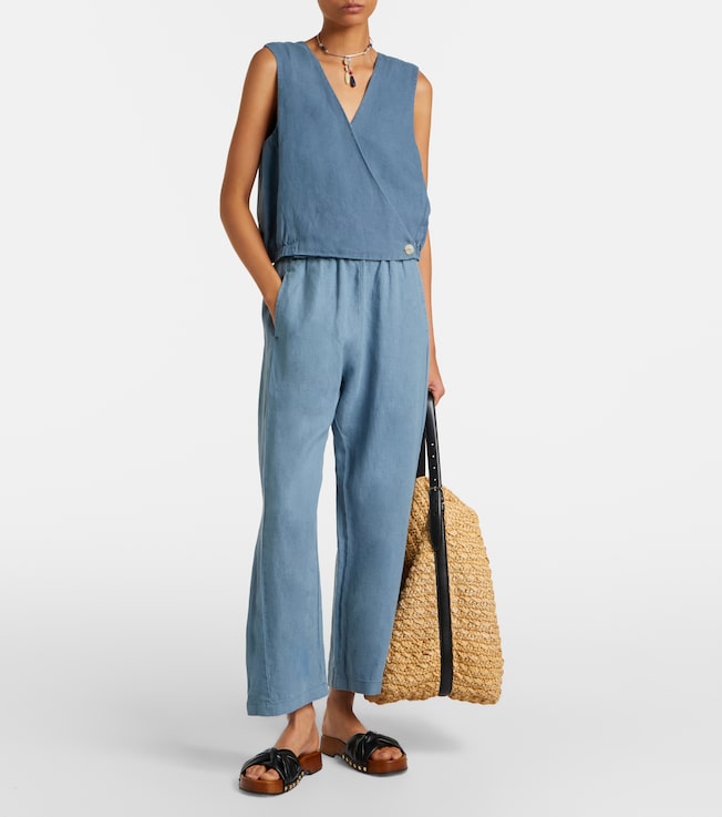 Velvet Celine linen wide-leg pants