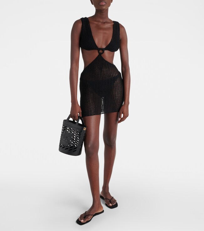 Anna Kosturova Sunset striped cotton crochet minidress