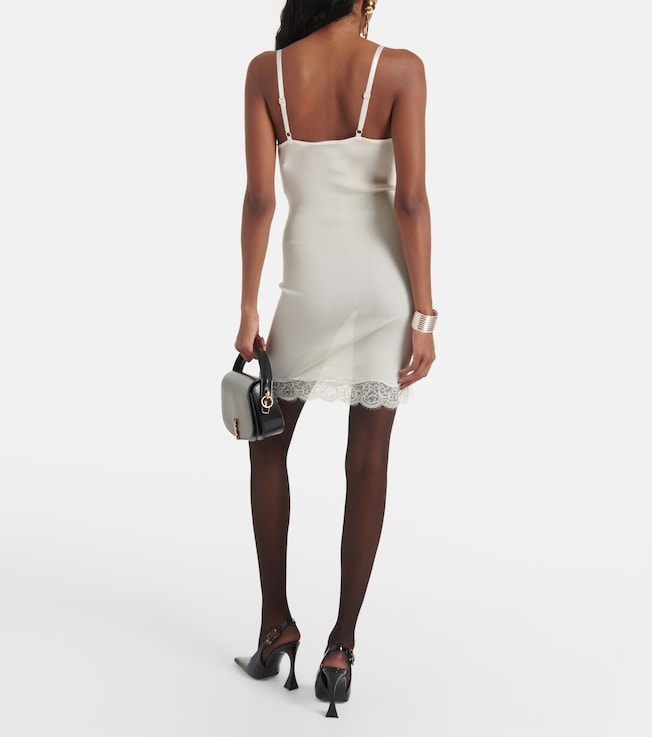 Saint Laurent Saint Laurent Lace-trimmed silk minidress