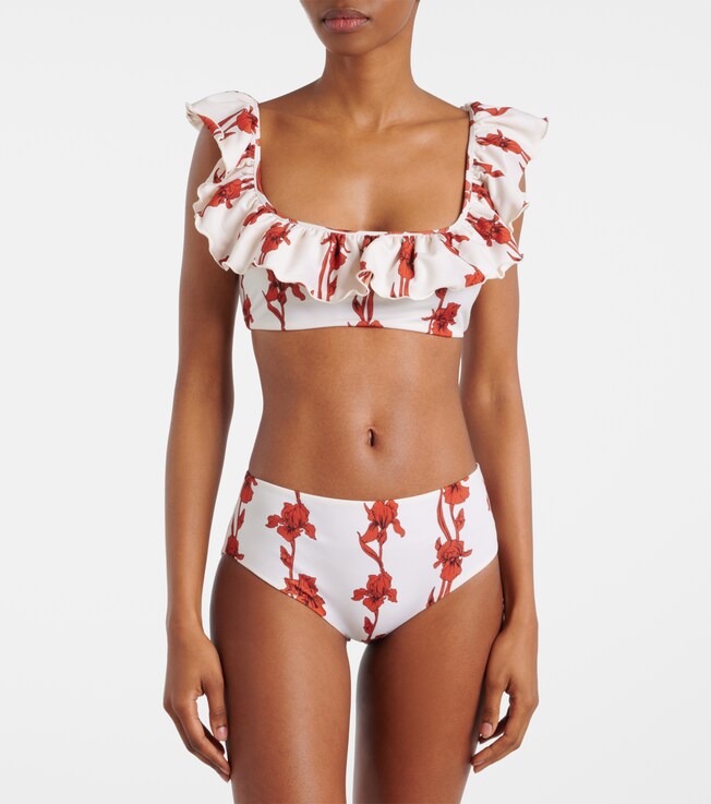 La DoubleJ Boy floral ruffled bikini top