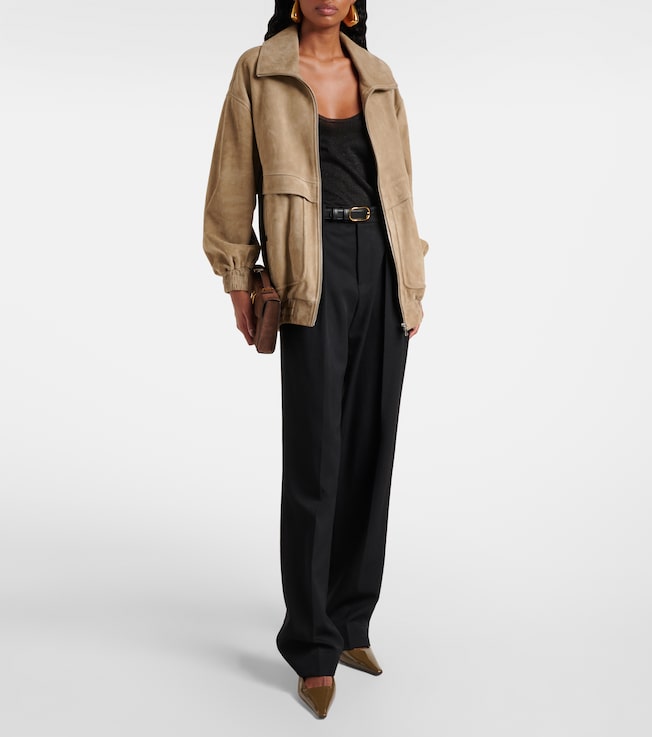 NOUR HAMMOUR Beck suede bomber jacket