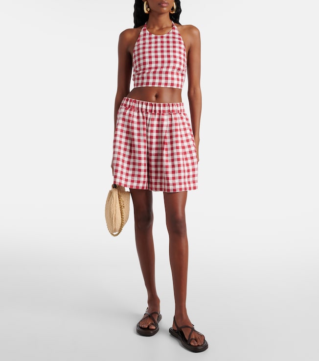 Asceno Gingham linen shorts