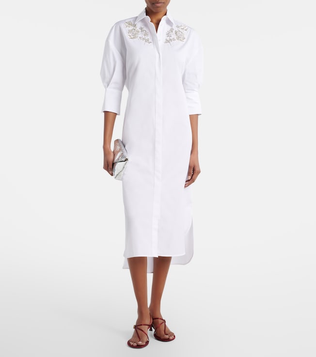 Erdem Embroidered cotton poplin shirt dress